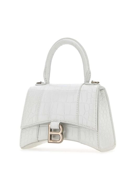 Balenciaga White Hourglass Xs Top Handle Bag