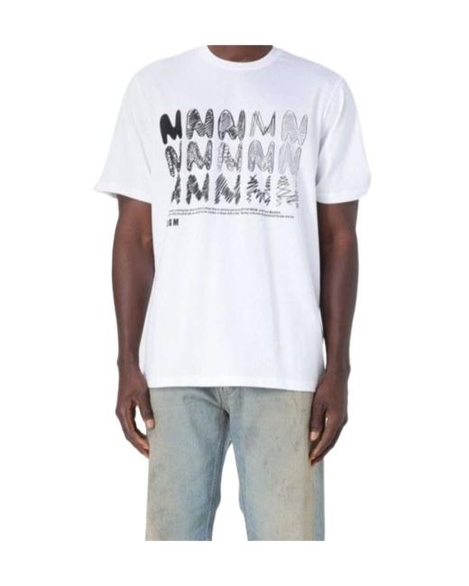 MSGM White Logo Printed Crewneck T-Shirt for men