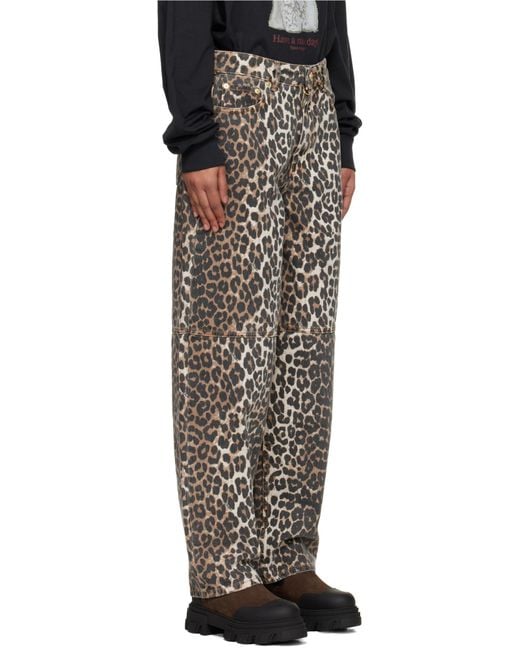 Ganni Multicolor Leopard Printed Stary Jeans