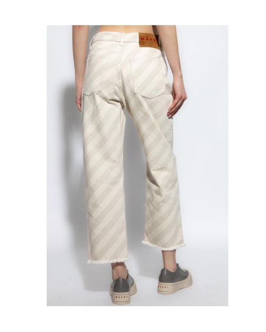 Marni Natural Striped Wide-Leg Jeans