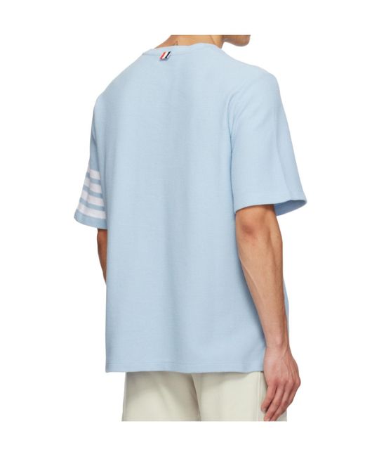 Thom Browne Blue Stripe-Detail T-Shirt for men
