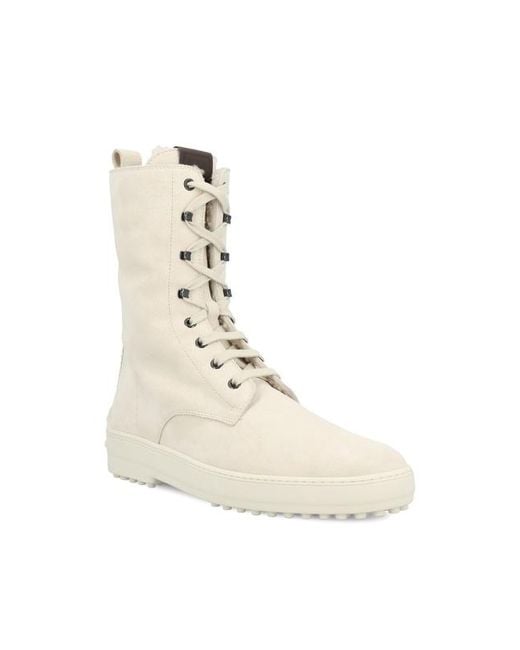 Tod's Natural Suede Lace-Up Boots