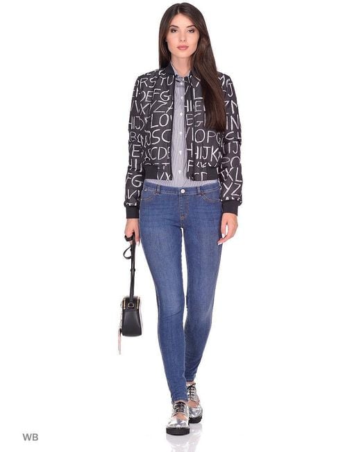 Moschino Blue Logo Details Baseball Jacket