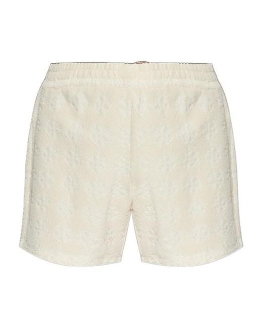 Tory Burch White Terry Jacquard Logo Shorts
