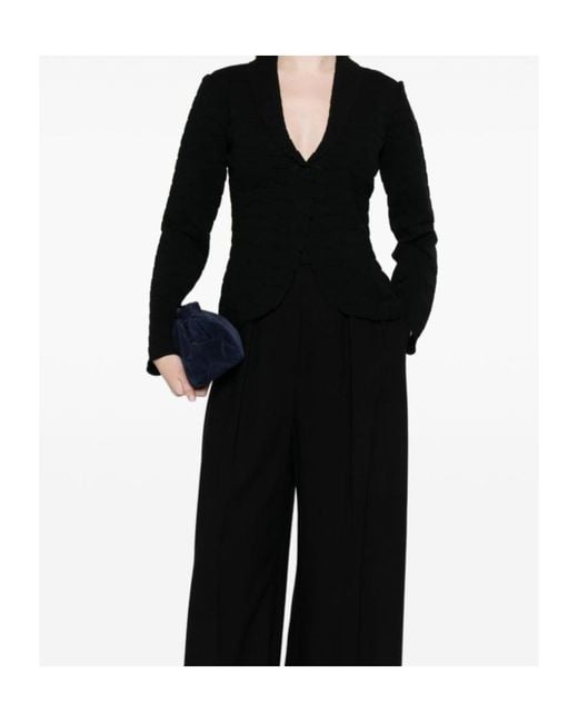 Emporio Armani Black Button-Up Textured Jacket
