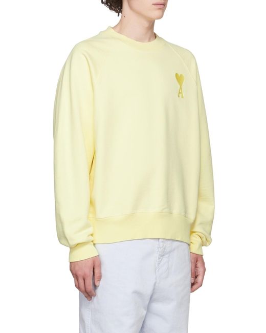 AMI Yellow Ami De Coeur Crew-Neck Sweatshirt for men
