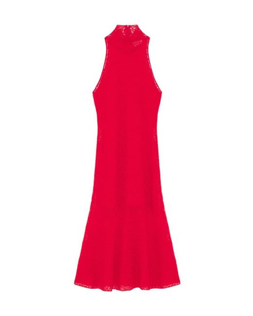 McQueen Red Spider Lace Midi Dress