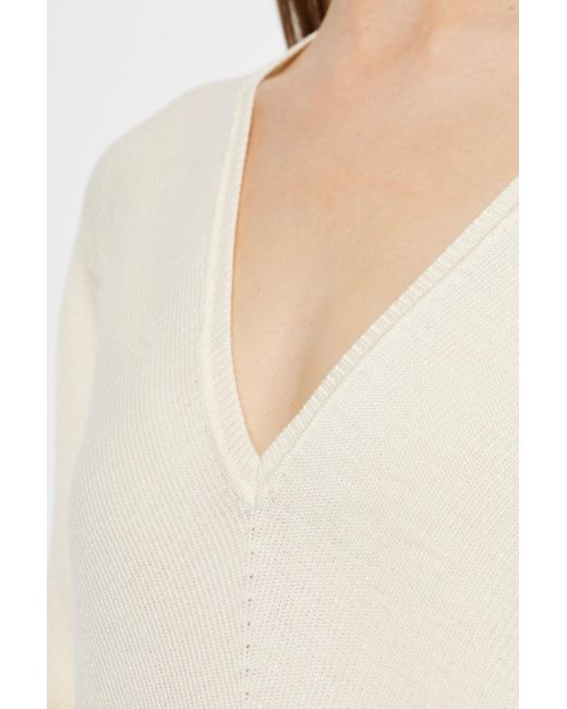 Valentino White Vlogo Signature V-Neck Jumper