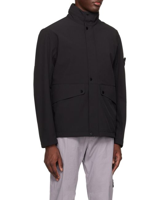 Stone Island Black Logo Patch Hooded Jacket for men