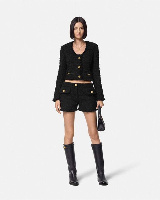 Versace Black Button-Up Cropped Jacket