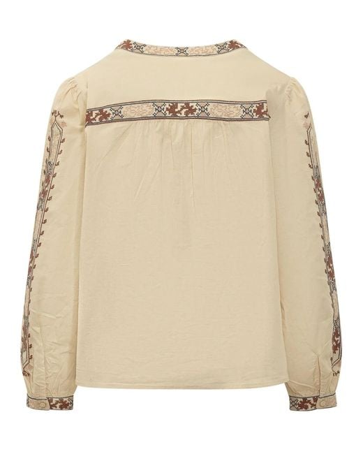 Ba&sh Natural Embroidered Button Shirt