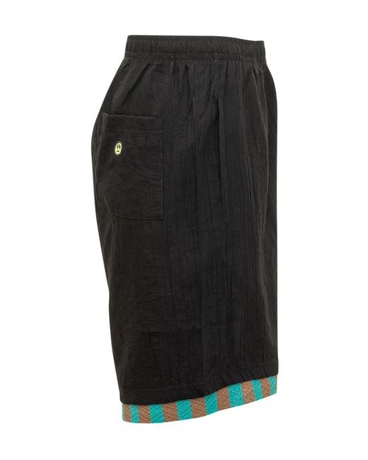 Barrow Black Elasticated Waistband Shorts for men