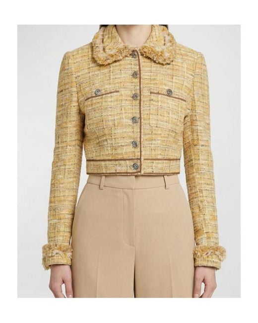 Etro Natural Cropped Tweed Fringe-Trim Jacket