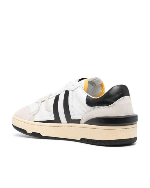 Lanvin White Panelled Lace-Up Sneakers for men