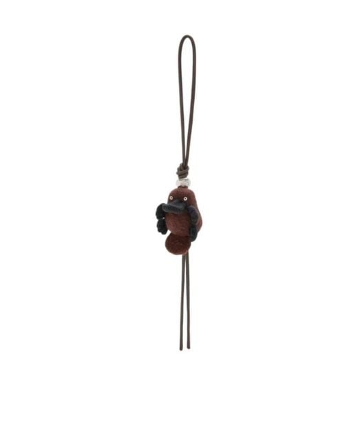 Loewe White Platypus Charm Felt Keyring