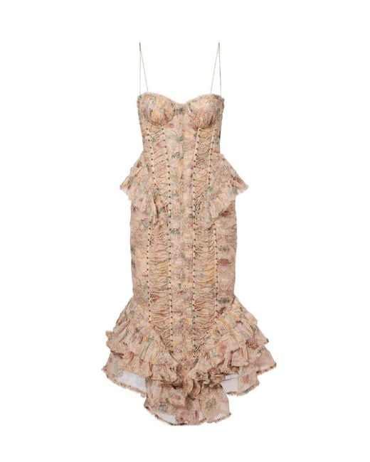 Zimmermann Natural Rebellion Floral Silk Midi Dress
