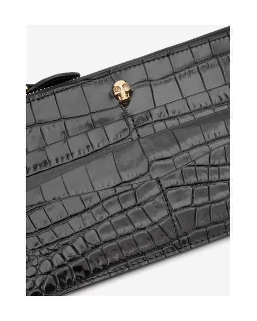 McQueen Black Skull Embossed Wallet