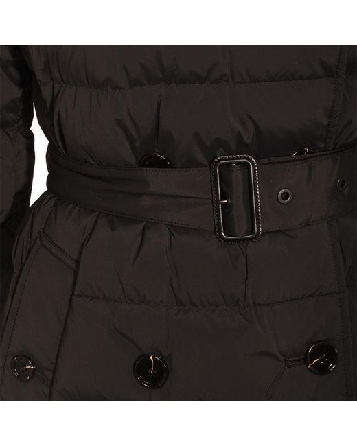 Burberry Black Hooded Quilted Belted-Waist Puffer Coat