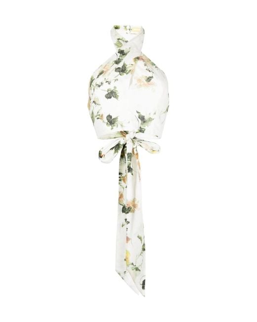Erdem White Luna Linen Top