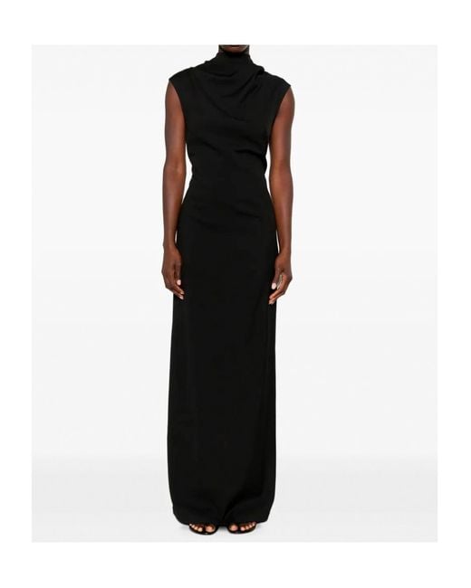 Brunello Cucinelli Black Monili-Trim V-Back Gown