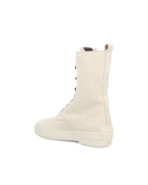 Tod's Natural Suede Lace-Up Boots