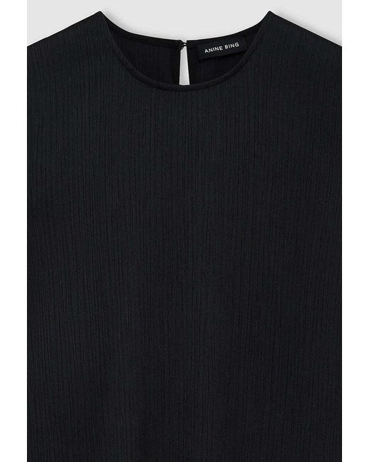 Anine Bing Black Malia Crinkled Sleeveless Top