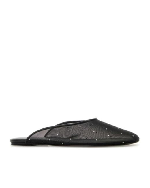 Magda Butrym Black Embellished Mesh Flat Mules