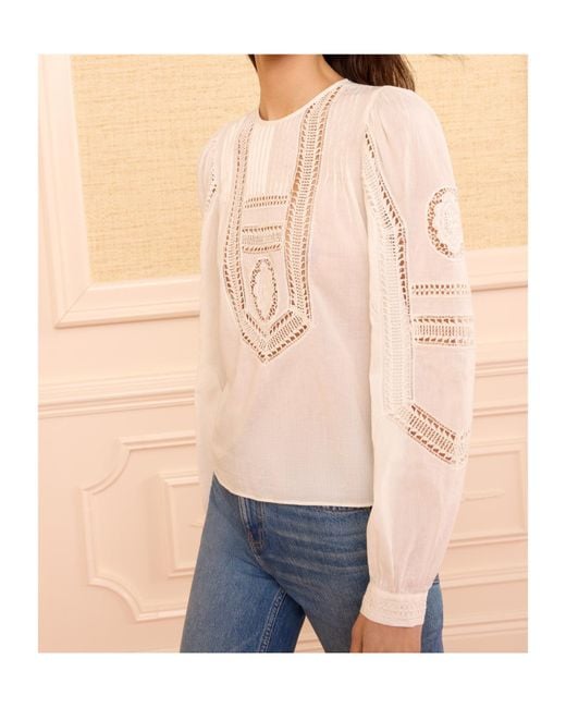 Ulla Johnson White Cut-Out Long-Sleeve Top