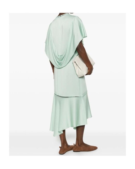 Fabiana Filippi Green Draped Asymmetric Midi Dress