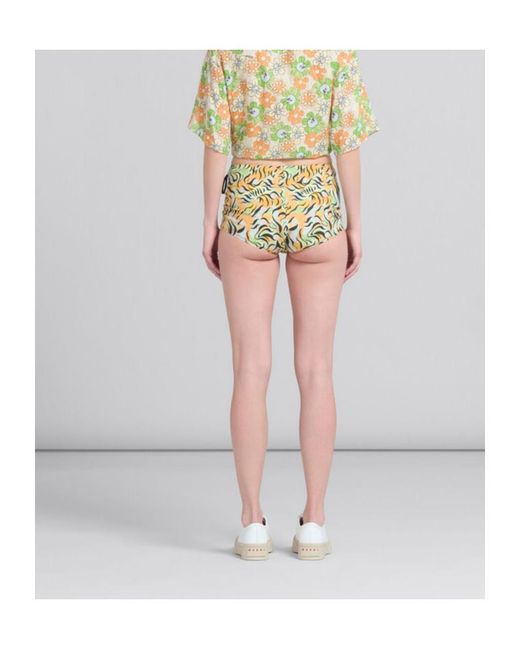 Marni White Printed Organic Poplin Hot Pants