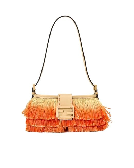 Fendi Red Raffia Baby Shoulder Bag