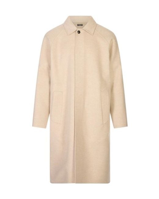 Kiton Natural Raglan-Sleeve Single-Breasted Coat for men