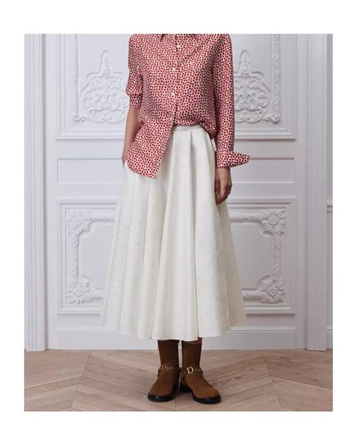 Dior White Qixi Mid-Length Flared Skirt