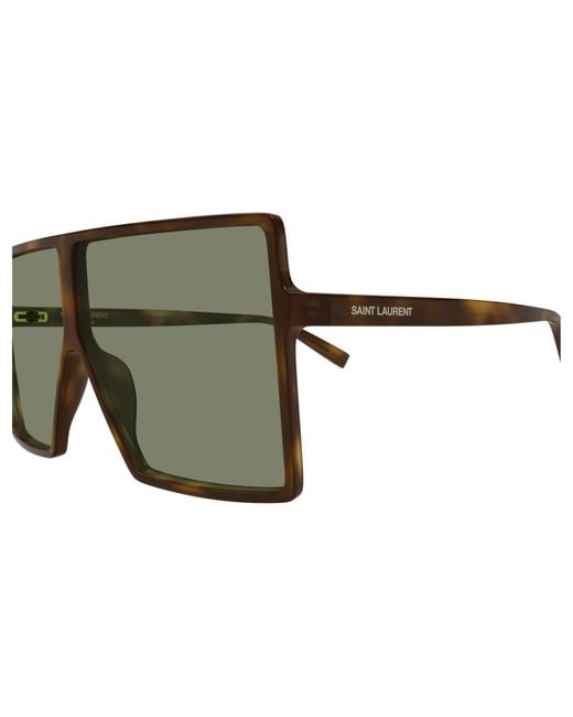Saint Laurent Green Betty Rectangular Sunglasses
