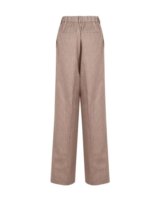 Herno Brown Pinstriped Trousers