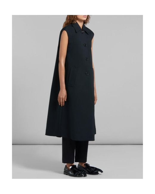 Marni Blue Sleeveless Button-Up Coat