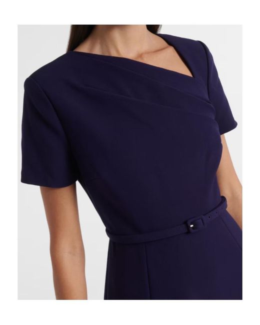 Roland Mouret Blue Asymmetric Belted Crêpe Midi Dress