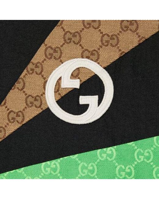 Gucci Gg-Print Panelled Jacket in Green | Lyst