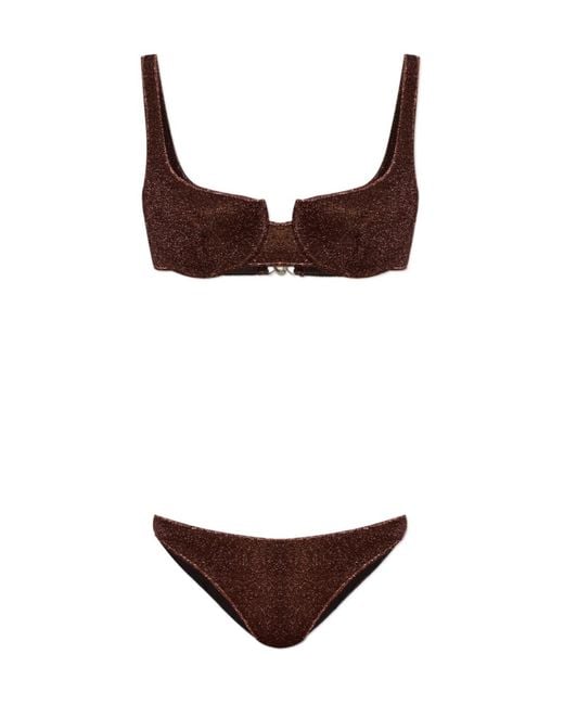 Oseree Brown Oséree Sequined Two Piece Swimsuit