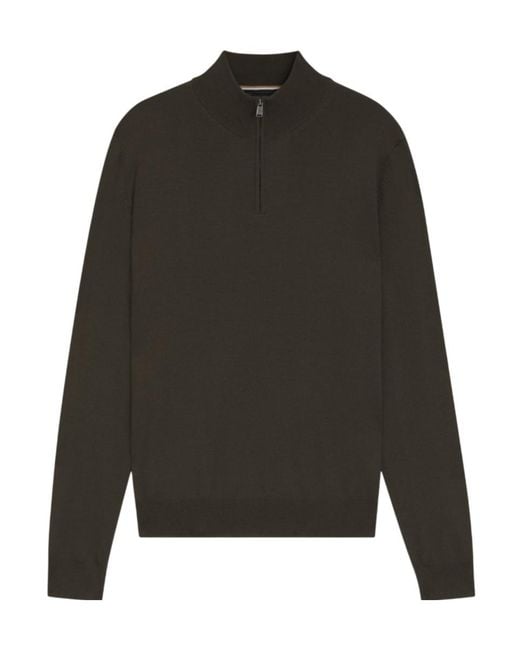 Boss Gray Boss Half-Zip Knitted Jumper for men