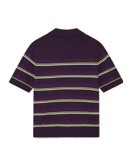 Casablanca Blue Striped Logo-Patch Polo Shirt