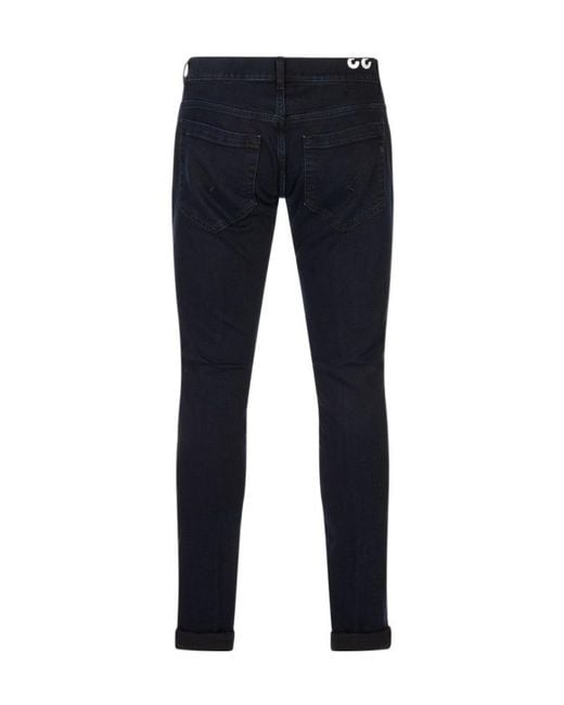 Dondup Blue Logo Patch Slim Fit Jeans for men