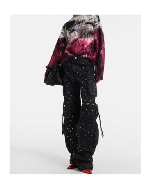 The Attico Black Fern Studded High-Rise Cargo Jeans