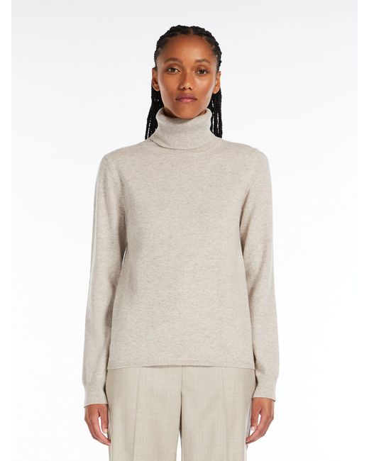 Max Mara White Wool Turtleneck Sweater