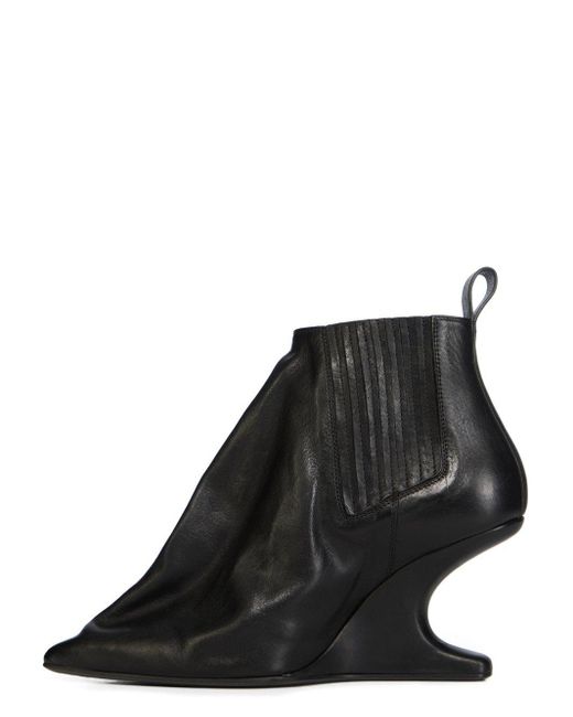 Rick Owens Black Pointed Toe Taco Boots