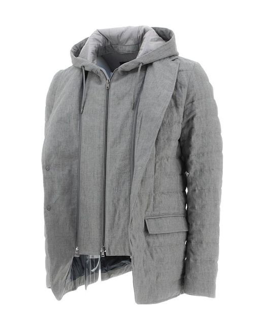 Herno Gray Hooded Quilted Coat for men