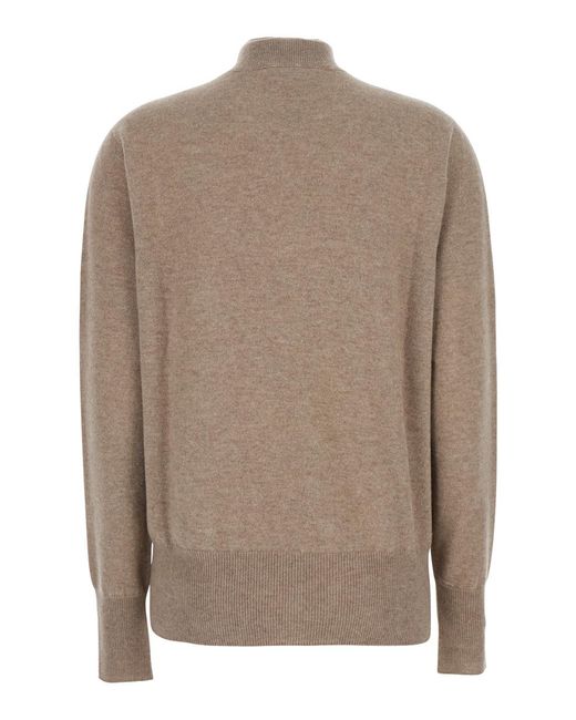 The Row Brown 'Loya' Sweater With High Neck And Front Zip Closure