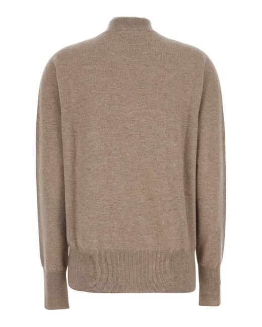 The Row Brown 'Loya' Sweater With High Neck And Front Zip Closure