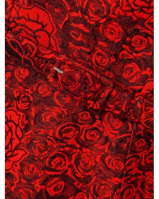 Saloni Red Belted Brocade Gown