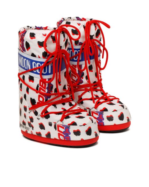 Moon Boot Red Icon Retrobiker Dalmatian Boots